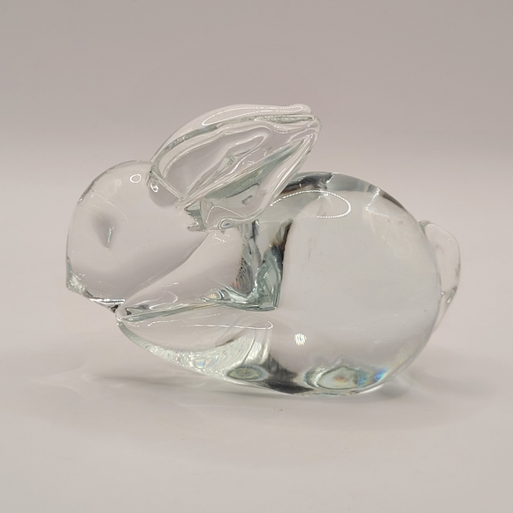 Vintage MCM Art Glass Bunny Rabbit Paperweight Figurine 3.25” X 2.5” - Picture 5 of 9
